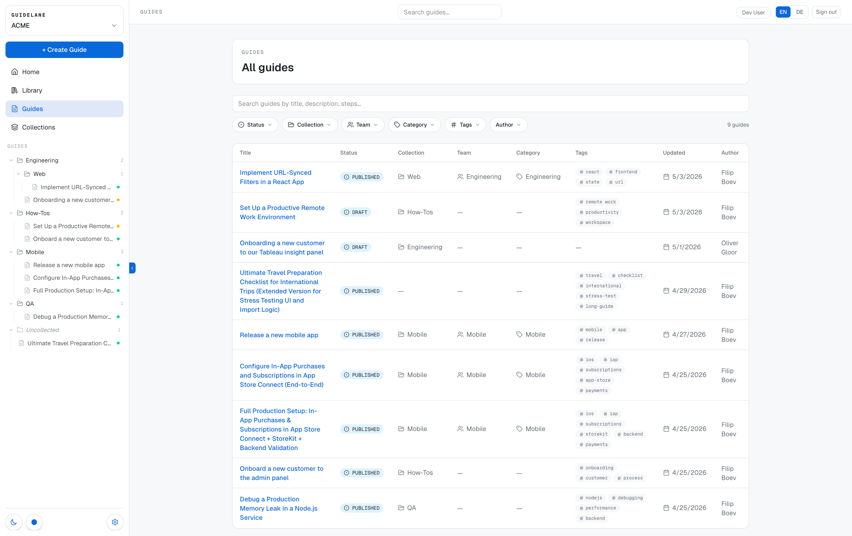 Guidelane product screenshot