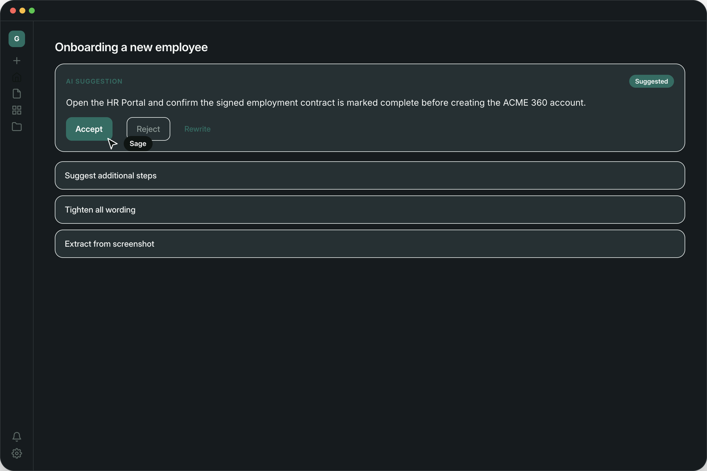 Sage suggesting a clearer step in a Guidelane guide